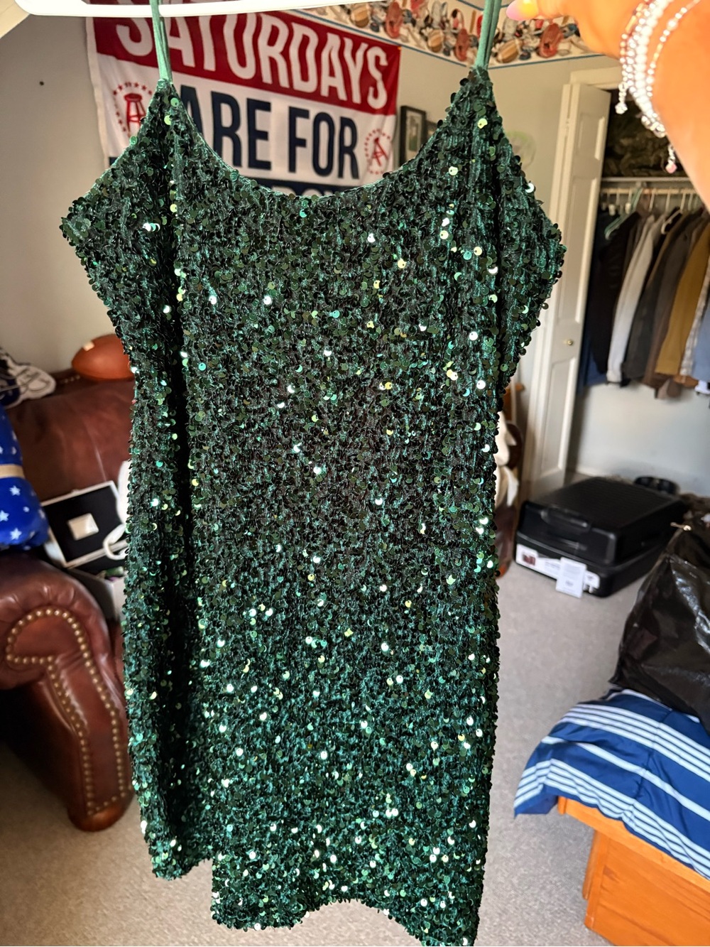 Lucy in the Sky Emerald Green Sequin Slip Mini Dress